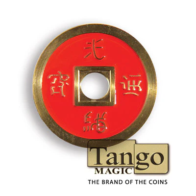 Chinese Coin (CH0020) Red & Yellow by Tango Magic - Tricks - Image 4